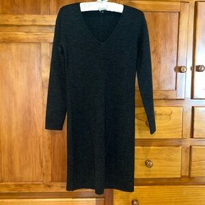 Theory Dark Gray Long Sleeve V-Neck Wool Sweater Dress Size X-Small